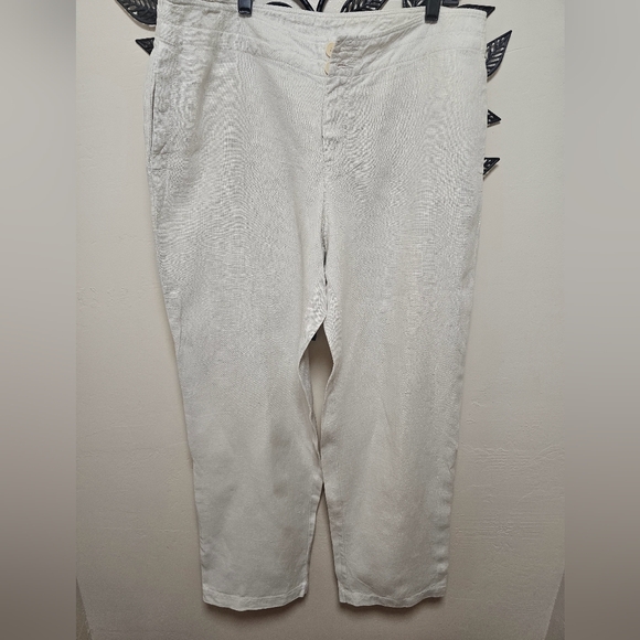 Eileen Fisher Pants - Women's Pants Eileen Fisher Cream 100% Irish Linel Size L